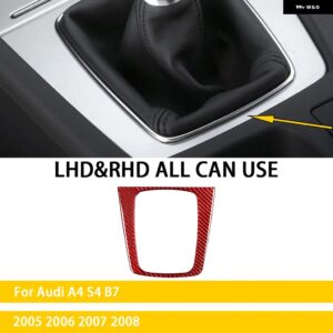 アウディ A4 S4 B7 2005 2006 2007 2008 アクセサリーカーボンカーインテリア自動マニュアルギアカバー トリム ステッカー 装飾 カスタムパ - Red Carbon Manual