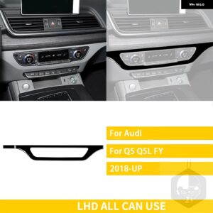 アウディ Q5 Q5L 2018-23 アクセサリーカーボンカーインテリア CD パネルパネルトリム ステッカー カスタムパーツ アクセサリー 交換用部品 - Black plastic LHD