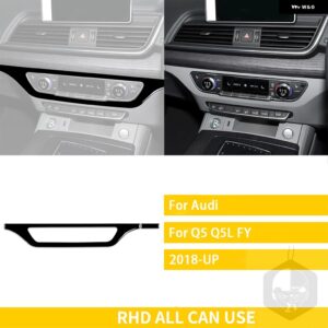 アウディ Q5 Q5L 2018-23 アクセサリーカーボンカーインテリア CD パネルパネルトリム ステッカー カスタムパーツ アクセサリー 交換用部品 - Black plastic RHD