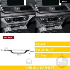 アウディ Q5 Q5L 2018-23 アクセサリーカーボンカーインテリア CD パネルパネルトリム ステッカー カスタムパーツ アクセサリー 交換用部品 - Black carbon LHD