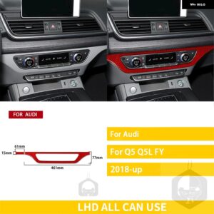 アウディ Q5 Q5L 2018-23 アクセサリーカーボンカーインテリア CD パネルパネルトリム ステッカー カスタムパーツ アクセサリー 交換用部品 - Red Carbon LHD