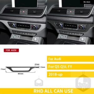 アウディ Q5 Q5L 2018-23 アクセサリーカーボンカーインテリア CD パネルパネルトリム ステッカー カスタムパーツ アクセサリー 交換用部品 - Black carbon RHD