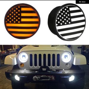 ジープ LED DRL ウインカー アセンブリ 07-17 ラングラー デイタイムランニングライト 白色 LED / 方向指示灯アンバー LED カスタムパーツ - national　flag　logo