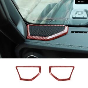 ジープ インテリアモールディング車 A ピラースピーカー 装飾 リングカバー ラングラー JL グラディエーター JT 2018 アップアクセサリー - red　carbon　fiber