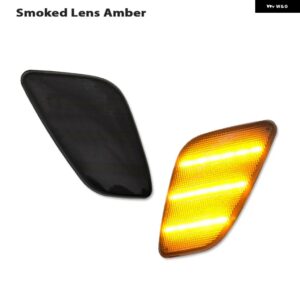 ジープ ラングラー TJ 1997-2006 アンバーフロントウィンカーランプ LED サイドフェンダーマーカー ライト OEM アンバーサイドマーカー と交 - smoked　lens　amber