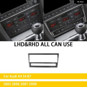 アウディ A4 S4 B7 2005 2006 2007 2008 アクセサリーカーボンカーインテリア空調パネルカバー トリム ステッカー 装飾 カスタムパーツ ア - Black Carbon