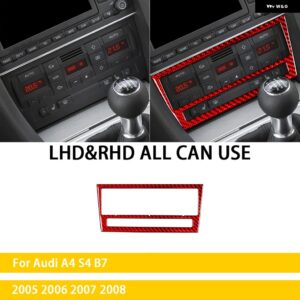 アウディ A4 S4 B7 2005 2006 2007 2008 アクセサリーカーボンカーインテリア空調パネルカバー トリム ステッカー 装飾 カスタムパーツ ア - Red carbon