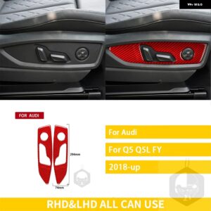 アウディ Q5 Q5L 2018-23 アクセサリーカーボンインテリアオートシート調整パネルトリム ステッカー カスタムパーツ アクセサリー 交換用部 - Red carbon