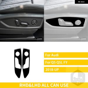 アウディ Q5 Q5L 2018-23 アクセサリーカーボンインテリアオートシート調整パネルトリム ステッカー カスタムパーツ アクセサリー 交換用部 - Black plastic