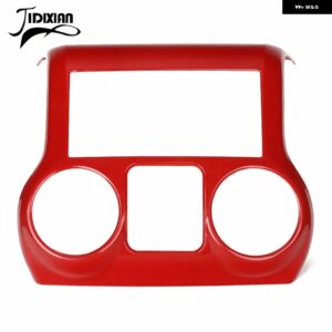 ジープ ラングラー JK 2011-17 センターコンソール エアコンスイッチ 装飾 パネルカバー カスタムパーツ アクセサリー 交換用部品 互換品 - console　panel　red