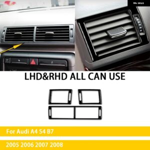 アウディ A4 S4 B7 2005 2006 2007 2008 アクセサリーカーボンカーインテリアセンターコンソール エアベントトリム ステッカー 装飾 カスタ - Black plastic