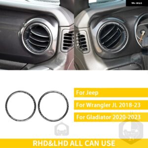 ジープ グラディエーター 2020-23 アクセサリーカーボン車内計器エアアウトレットリングトリム ステッカー 装飾 カスタムパーツ アクセサリ - 1　black