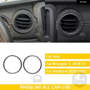 ジープ グラディエーター 2020-23 アクセサリーカーボン車内計器エアアウトレットリングトリム ステッカー 装飾 カスタムパーツ アクセサリ - 2　black
