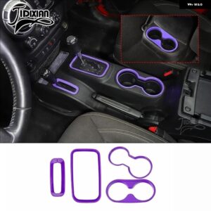 ジープ ラングラー JK 2011-17 フロントリアカップホルダーギアシフト室内 装飾 カバー カスタムパーツ アクセサリー 交換用部品 互換品 - purple