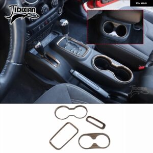 ジープ ラングラー JK 2011-17 フロントリアカップホルダーギアシフト室内 装飾 カバー カスタムパーツ アクセサリー 交換用部品 互換品 - wood　grain