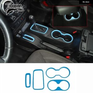 ジープ ラングラー JK 2011-17 フロントリアカップホルダーギアシフト室内 装飾 カバー カスタムパーツ アクセサリー 交換用部品 互換品 - light　blue