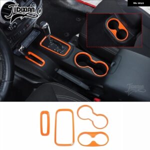 ジープ ラングラー JK 2011-17 フロントリアカップホルダーギアシフト室内 装飾 カバー カスタムパーツ アクセサリー 交換用部品 互換品 - orange