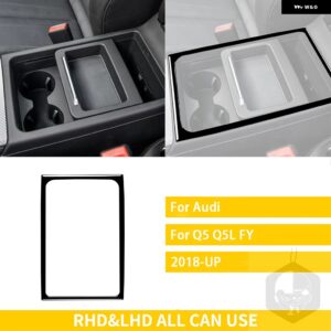 アウディ Q5 Q5L 2018-2023 アクセサリーカーボンインテリアオートセンター手すりフレームトリム ステッカー 装飾 カスタムパーツ アクセサ - Black plastic