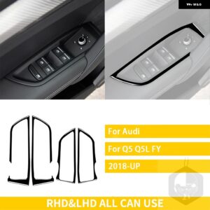 アウディ Q5 Q5L 2018-2023 アクセサリーカーボン車室内窓昇降制御フレームトリム ステッカー 装飾 カスタムパーツ アクセサリー 交換用部 - Black plastic