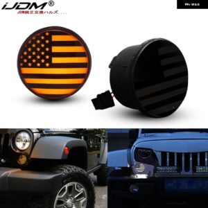 ジープ デュアルカラー ホワイト アンバー フック ロード スター ロゴ LED 2007-2017 ラングラー デイタイム ランニング ライト / ランプ ウ - national　flag　logo