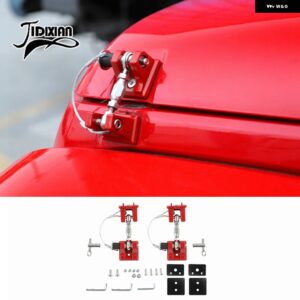ジープ 車 外装 エンジン フードラッチキャッチロック ラングラー JK 2007-17 カスタムパーツ アクセサリー 交換用部品 互換品 - red with key