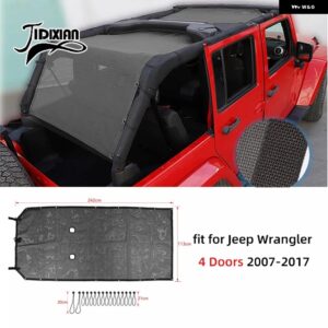 ジープ ラングラー JK 2/4 ドア 2007-2017 ルーフトップサンシェードメッシュカバー 断熱ネットアクセサリー カスタムパーツ アクセサリー - black for 4 doors
