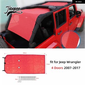 ジープ ラングラー JK 2/4 ドア 2007-2017 ルーフトップサンシェードメッシュカバー 断熱ネットアクセサリー カスタムパーツ アクセサリー - red for 4 doors
