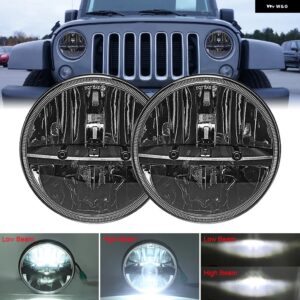 ジープ 7インチ LED ヘッドライト H4 ラウンド 7インチ ヘッドライト DOT 承認 6000K HI/LO ビーム ラングラー LADA NIVA 4X4 ラング - 2pcs