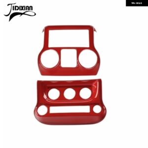 ジープ ABS カーセンターコンソールエアコンスイッチ装飾カバー ラングラー JK 2011-17 カスタムパーツ アクセサリー 交換用部品 互換品 - red