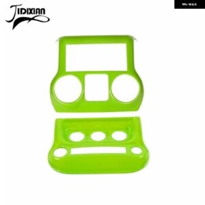 ジープ ABS カーセンターコンソールエアコンスイッチ装飾カバー ラングラー JK 2011-17 カスタムパーツ アクセサリー 交換用部品 互換品 - Light green