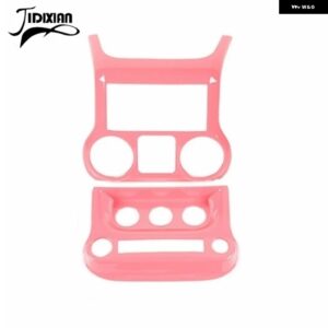 ジープ ABS カーセンターコンソールエアコンスイッチ装飾カバー ラングラー JK 2011-17 カスタムパーツ アクセサリー 交換用部品 互換品 - Pink