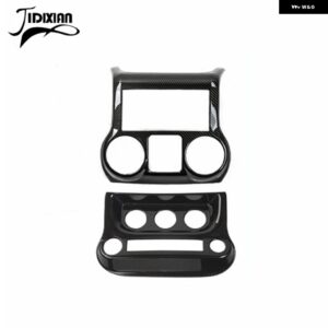 ジープ ABS カーセンターコンソールエアコンスイッチ装飾カバー ラングラー JK 2011-17 カスタムパーツ アクセサリー 交換用部品 互換品 - Black Carbon Fiber