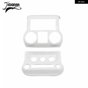 ジープ ABS カーセンターコンソールエアコンスイッチ装飾カバー ラングラー JK 2011-17 カスタムパーツ アクセサリー 交換用部品 互換品 - White