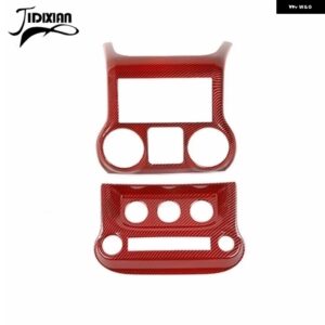 ジープ ABS カーセンターコンソールエアコンスイッチ装飾カバー ラングラー JK 2011-17 カスタムパーツ アクセサリー 交換用部品 互換品 - red carbon fiber