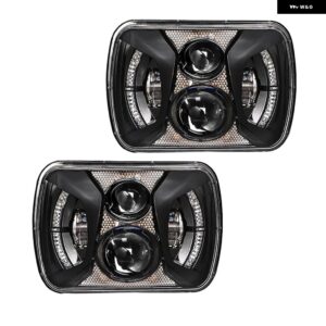 ジープ DRL 7X6 5X7 LED ヘッドライト ラングラー YJ チェロキー XJ 1984 - 2001 GMC フォード IP67 防水 高低ビーム カスタムパーツ アク - 2pcs 75W