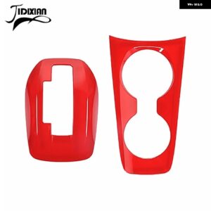 シボレー フロントカップホルダーギアシフト装飾カバー ステッカー カマロ 2010-15 インテリア アクセサリー カスタムパーツ アクセサリー - red