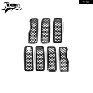 ジープ ラングラー JL グラディエーター JT 2024 車 外装 レーシンググリル メッシュカメラ装飾カバー アクセサリー カスタムパーツ アクセ - black