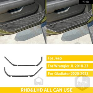 ジープ グラディエーター 2020-23 アクセサリーカーボン車室内ドア装飾ストリップパネル トリム ステッカー 装飾 カスタムパーツ アクセサ - Front door Black