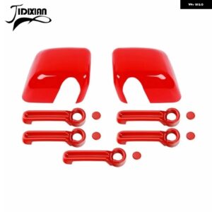 ジープ バックミラー ドアハンドル装飾カバー ラングラー JK 2007-17 カスタムパーツ アクセサリー 交換用部品 互換品 - 4 door red