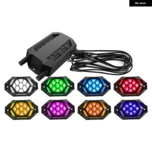 ジープ RGB LED ロックライト トレイルリグライト アプリ制御音楽ネオン車アンダーグローシャーシランプ オフロードトラックボートSUV 4X4 - 8pcs