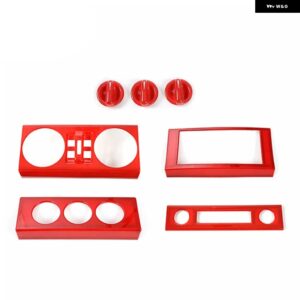 ジープ センターコンソール空調インテリア 装飾キットカバー アクセサリー ラングラー JK 2007 2008 2009 2010 カスタムパーツ アクセサリ - red 7 PCS