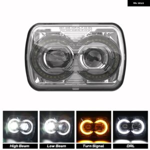 ジープ 5X7インチ 7X6インチ LED ヘッドライト DRL ウィンカー HI-LO ビーム LED ヘッドランプ ラングラー YJ チェロキー XJ 日産 240SX ト - 1pair Sliver