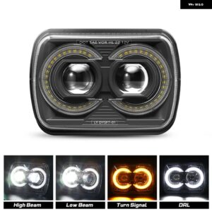 ジープ 5X7インチ 7X6インチ LED ヘッドライト DRL ウィンカー HI-LO ビーム LED ヘッドランプ ラングラー YJ チェロキー XJ 日産 240SX ト - 1pair Black2