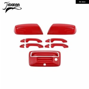 シボレー ドアテールドアハンドルバックミラー 装飾シェルカバー シルバラード GMC シエラ 2014-18 カスタムパーツ アクセサリー 交換用 - Red