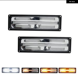 シボレー 2個 フロントバンパー シーケンシャルアンバーウィンカーライト アセンブリ GMC C/K 1500/2500/3500 トラックホワイ - clear　lens