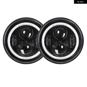 ジープ 2X 車 7インチ LED ヘッドライト HI-LO JK TJ オフロードディフェンダー ハマー 4X4 スズキ サムライ ヘッドランプ 7インチ H4 LED - 2pcs black