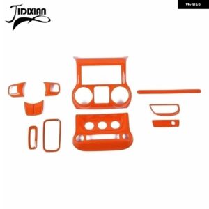 ジープ 10個 ダッシュボードセンターコンソール室内装飾カバー ラングラー JK 2011-17 カスタムパーツ アクセサリー 交換用部品 互換品 - Orange