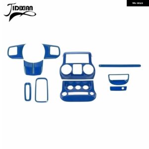 ジープ 10個 ダッシュボードセンターコンソール室内装飾カバー ラングラー JK 2011-17 カスタムパーツ アクセサリー 交換用部品 互換品 - blue