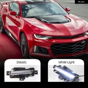 シボレー 2個 車 LED DRL フォグランプ デイタイム ランニングライト カマロ ZL1 RS 1LT 2016-19 黄色信号 カスタムパ - white