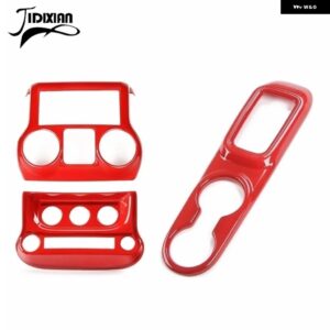 ジープ カーセンターコンソール空調スイッチギアパネル 装飾カバー ラングラー JK 2011-2017 カーアクセサリー カスタムパーツ アクセサリ - red